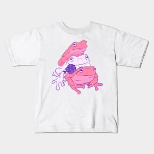 Sapphic Pride Frog Stack Kids T-Shirt